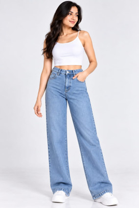 Girls Light Blue Straight Fit Denim Jeans
