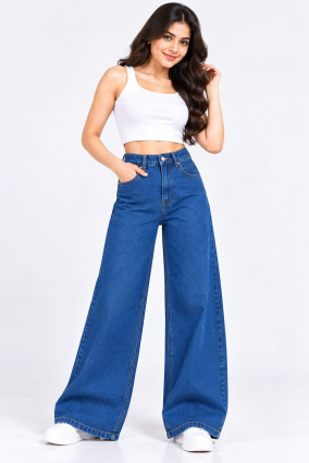 Girls Blue High Waist Straight fit Jeans