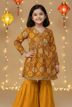 Printed Rayon Sharara Set for Kids (Party Wear, 4-10 Years)