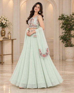 Mint Green Embroidered Sharara Set with Dupatta