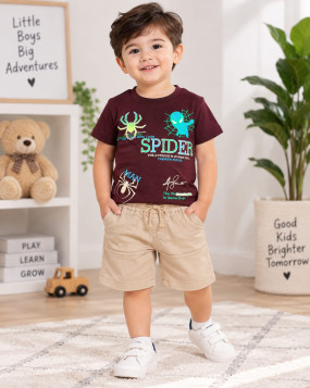 Boys Graphic T-Shirt with Shorts Set