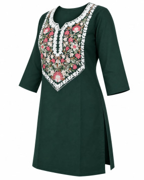 Women's Floral Embroidered Short Kurti
