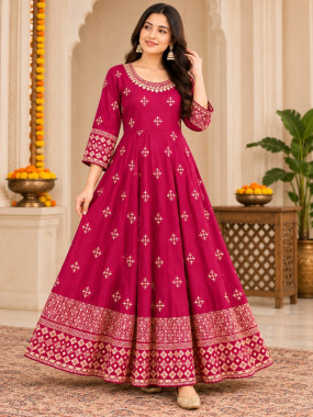 Women’s magenta Anarkali frock gown