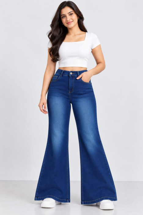 Women's Royal Blue High-Waist Jeans