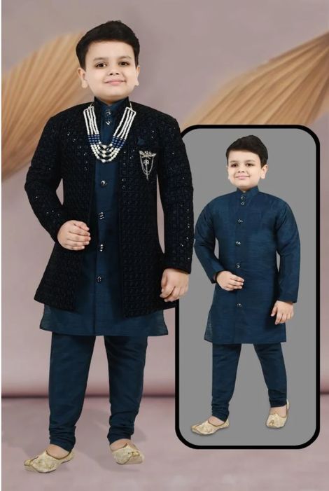 Cotton Kids Ethnic Indo Western Sherwani Set, Boy