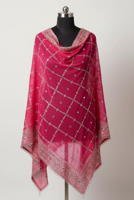 VK Royal Zari-Work Georgette Chunni