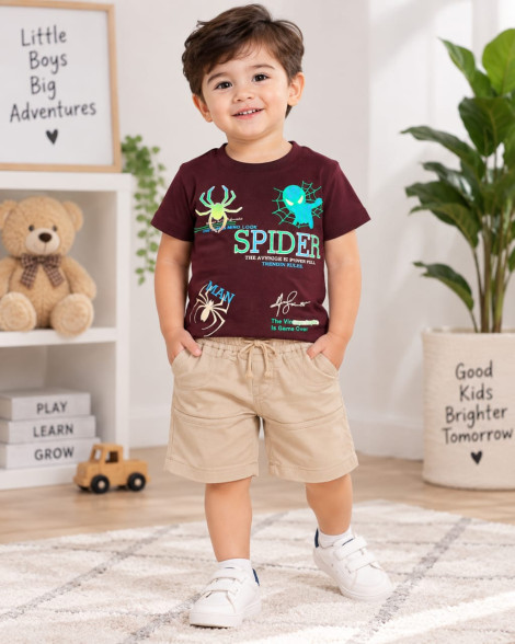 Boys Spider Graphic T-Shirt & Shorts Set