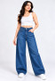 Girls Blue High-Waist Wide Leg Baggy Jeans
