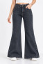 Washed Black High-waist Flared Jeans For Women's