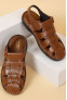 Men Tan Solid Leather Sandal