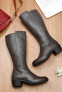 Genuine Women Brown Knee-High Heeled Boots