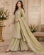 Olive Green Embroidered Fandy Silk Sharara Suit with Dupatta