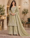 Olive Green Embroidered Fandy Silk Sharara Suit with Dupatta