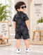 Black Printed Boys Shirt and Shorts