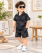 Black Printed Boys Shirt and Shorts