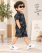 Black Printed Boys Shirt and Shorts