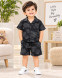 Black Printed Boys Shirt and Shorts