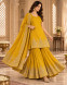 Mustard Yellow Embroidered Sharara Suit with Dupatta