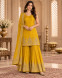 Mustard Yellow Embroidered Sharara Suit with Dupatta