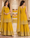 Mustard Yellow Embroidered Sharara Suit with Dupatta