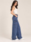 Women's Dark Blue Wide-Leg Cargo Jeans