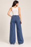 Women's Dark Blue Wide-Leg Cargo Jeans