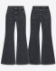 Washed Black High-waist Flared Jeans For Women's
