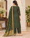 Women's Olive Green Embroidered 3-piece Kurta Pant Dupatta Set