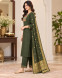 Women's Olive Green Embroidered 3-piece Kurta Pant Dupatta Set