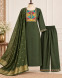 Women's Olive Green Embroidered 3-piece Kurta Pant Dupatta Set