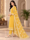 Women's Mustard Yellow  V-Neck Embeoidered  3-piece Suit Set