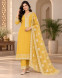 Women's Mustard Yellow  V-Neck Embeoidered  3-piece Suit Set