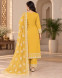 Women's Mustard Yellow  V-Neck Embeoidered  3-piece Suit Set
