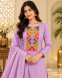 Women's Lavender  Embroidered 3-piece kurta Dupatta set