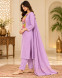 Women's Lavender  Embroidered 3-piece kurta Dupatta set
