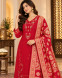Women's Red Embroidered-3-Piece Kurta Pant Dupatta Set