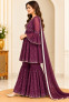 Women's Wine Purple Embellished Sharara Suit with Dupatta
