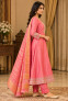 Women's Coral Pink Embroidered Anarkali Kurta pant Dupatta Set-3 piece
